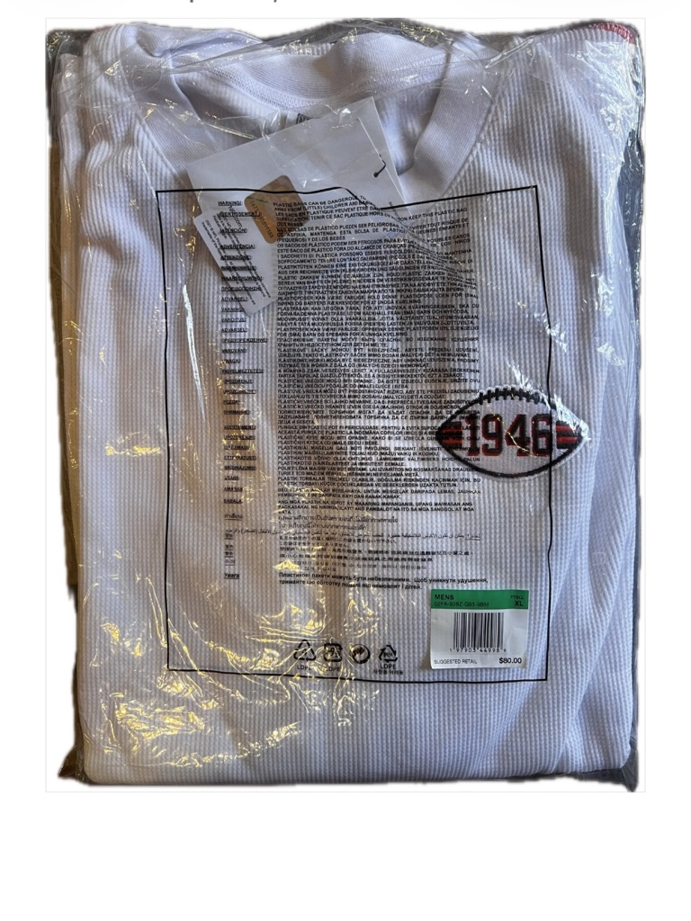 White Men’s Jersey with 1946 Football Patch